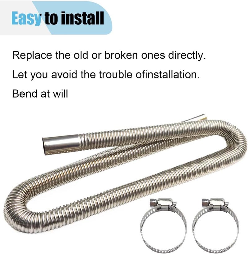 BDZMC 78.7 Inches Stainless Steel Exhaust Hose, 1 Inch Exhaust Extension, Flexible Tank Diesel Heater Accessories with 2 Hose Clamps, Gas Vent Hose Kit for Diesel Air Heater (78.7 inch) - Image 4